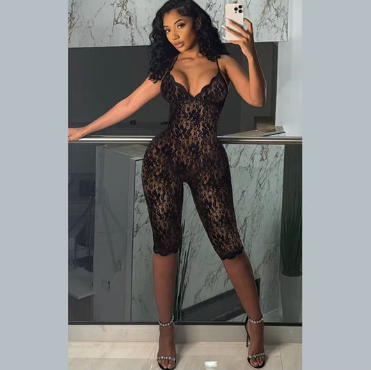 Midnight Lace Romper
