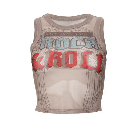 Rock & Roll Mesh Crop Top