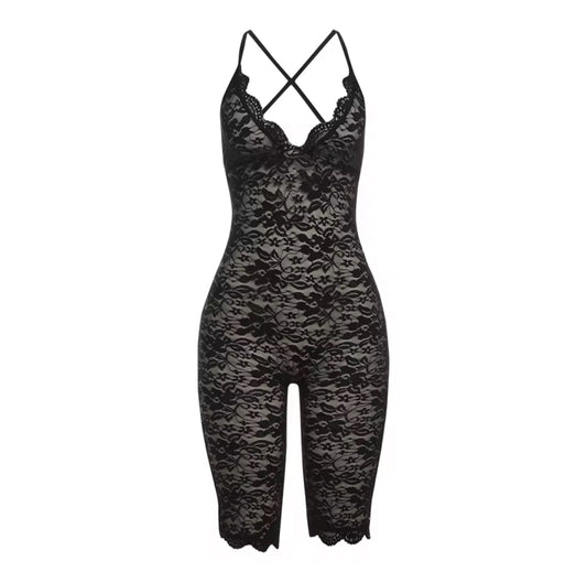 Midnight Lace Romper